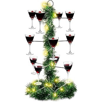 Cocktail Tree Stand, Christmas Tree Drink Holder, 3 Tier - 12 Holders for Champagne, Martini, Mar... | Amazon (US)