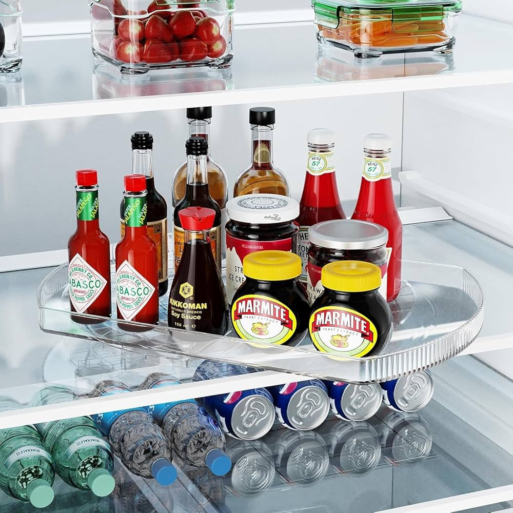 Lazy Susan Turntable Organizer for Refrigerator, 16.53" x 11.02" Rectangular Fridge Lazy Susan Tu... | Amazon (US)