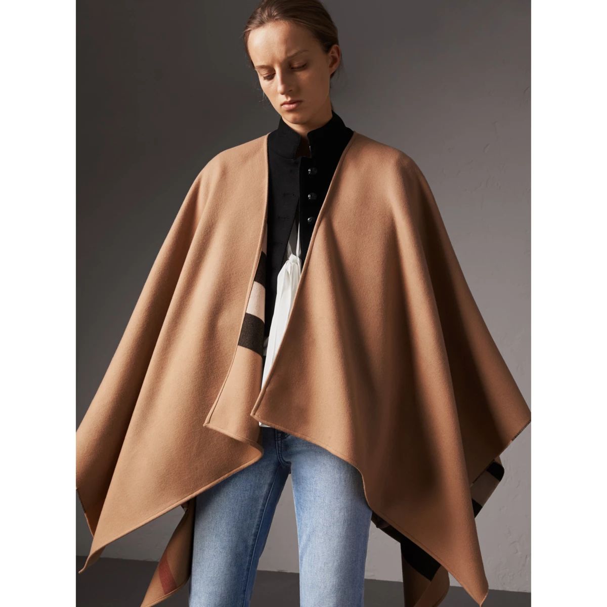 Burberry Reversible Check Merino Wool Poncho, Brown | Burberry (US)