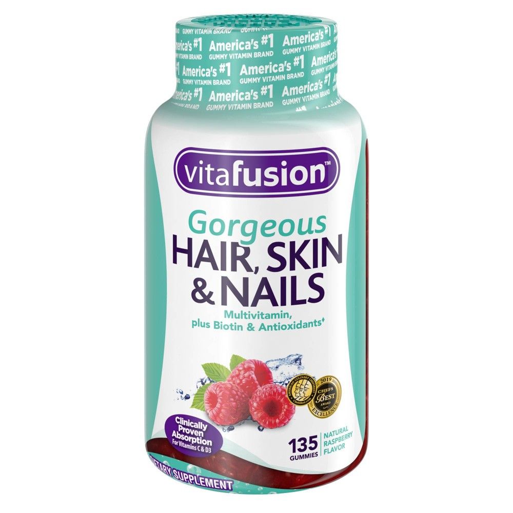 Vitafusion Gorgeous Hair Skin & Nails Supplement Gummies - Raspberry - 135ct | Target