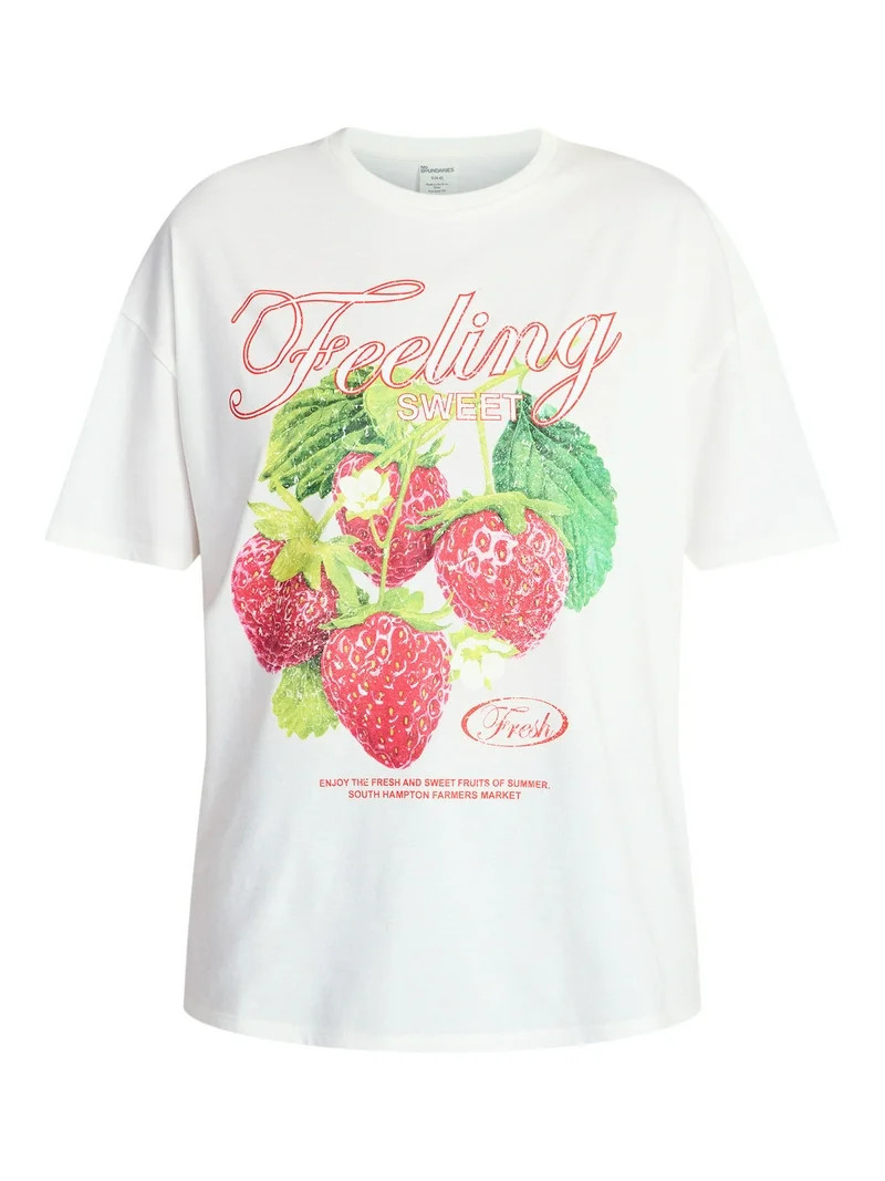 No Boundaries Washed Graphic Boyfriend Tee, Women's XXS-XXL | Walmart (US)