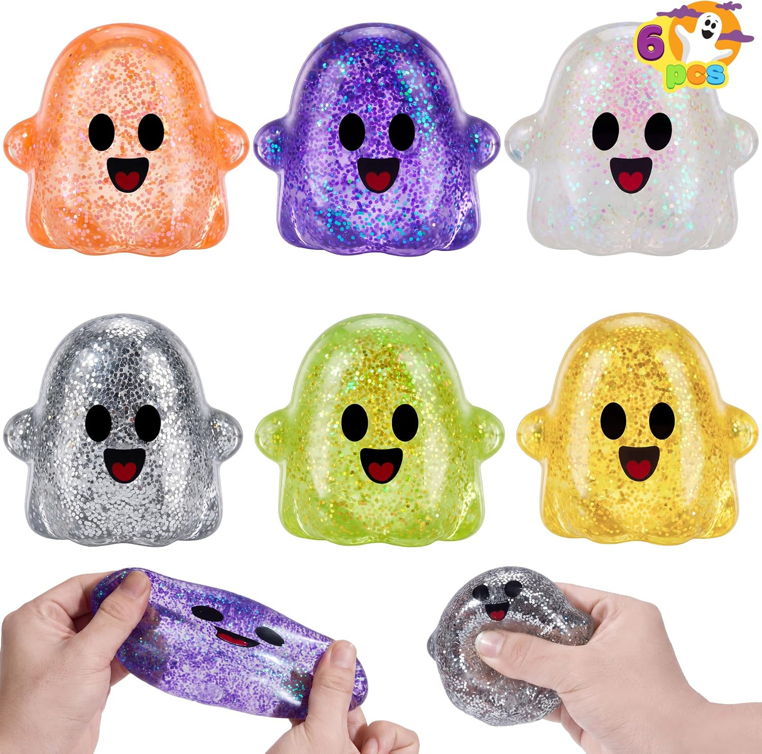 JOYIN 6 PCS Halloween Glitter Ghost Squishy Toys, Slow Rising Squishy Toys, Anxiety Relief Stress Balls, Sensory Toy for Kids Teens, Party Favors, Trick or Treating, Classroom Prize | Amazon (US)