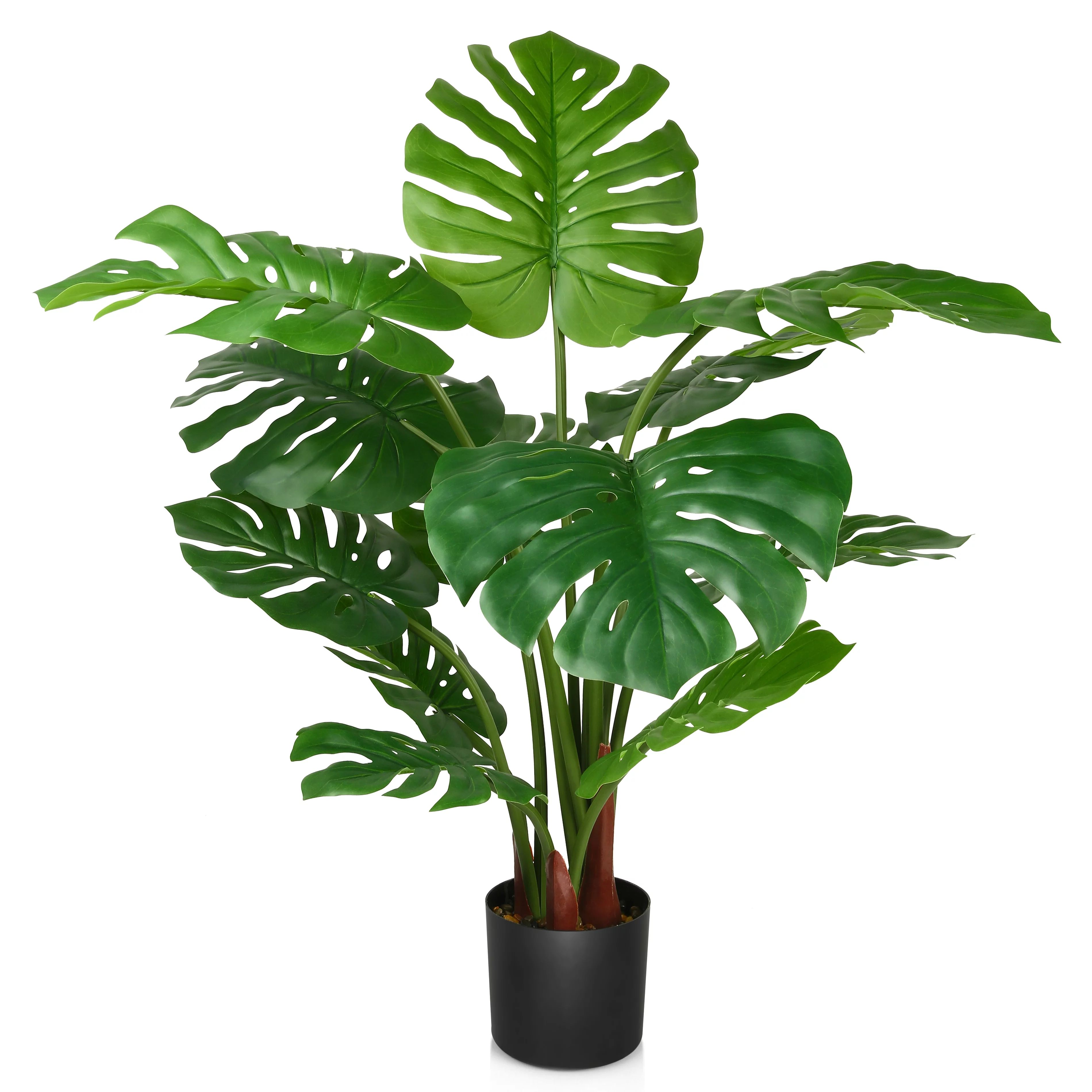 PARMPH Artificial Monstera Tree, 37'' Fake Plants Tropical Palm Tree with Plant Pot, Artificial P... | Walmart (US)