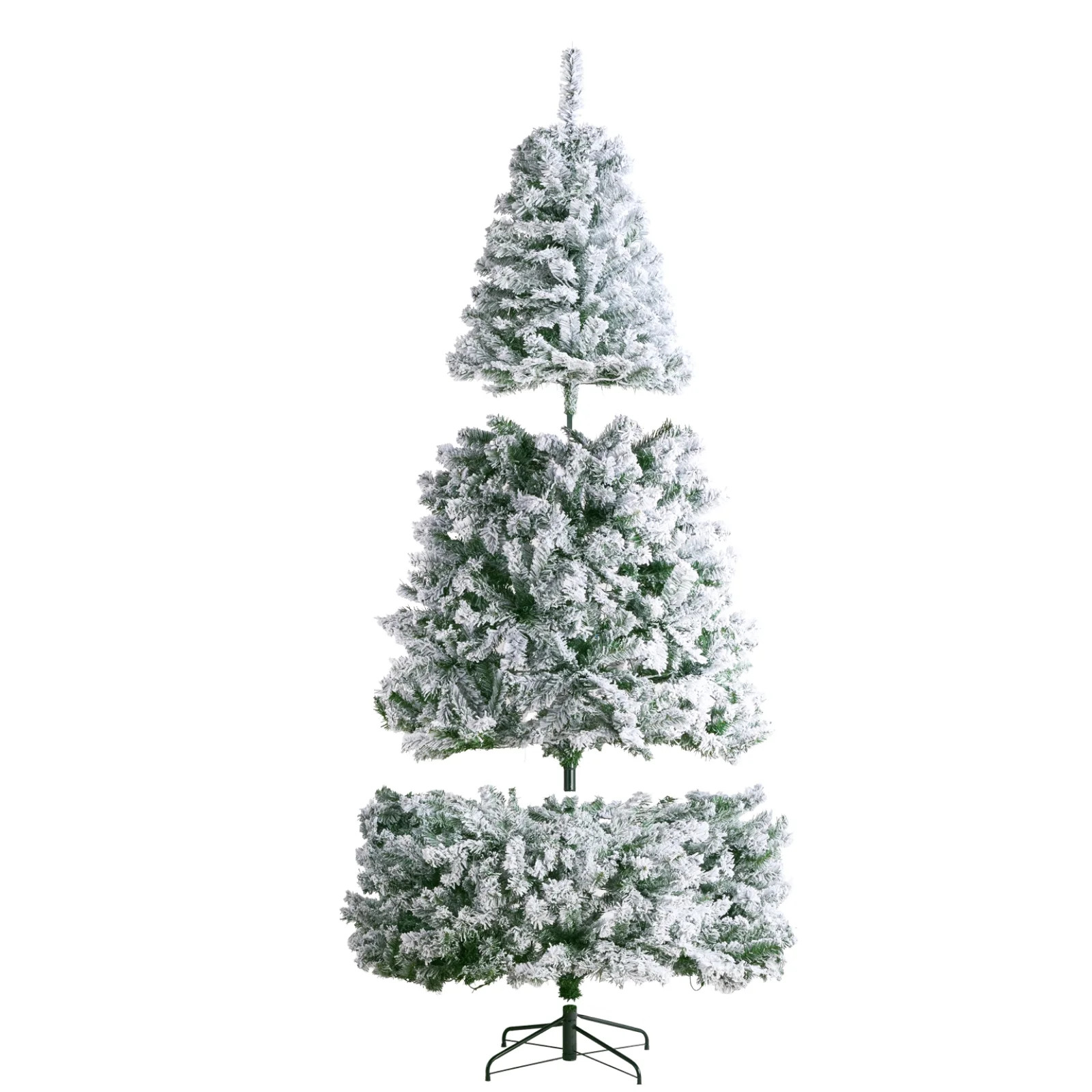KFFKFF Christmas Tree, 7.5ft Artificial Flocked Tree, Pre-lit with 550 LED Lights, 1346 Tips, Stu... | Walmart (US)
