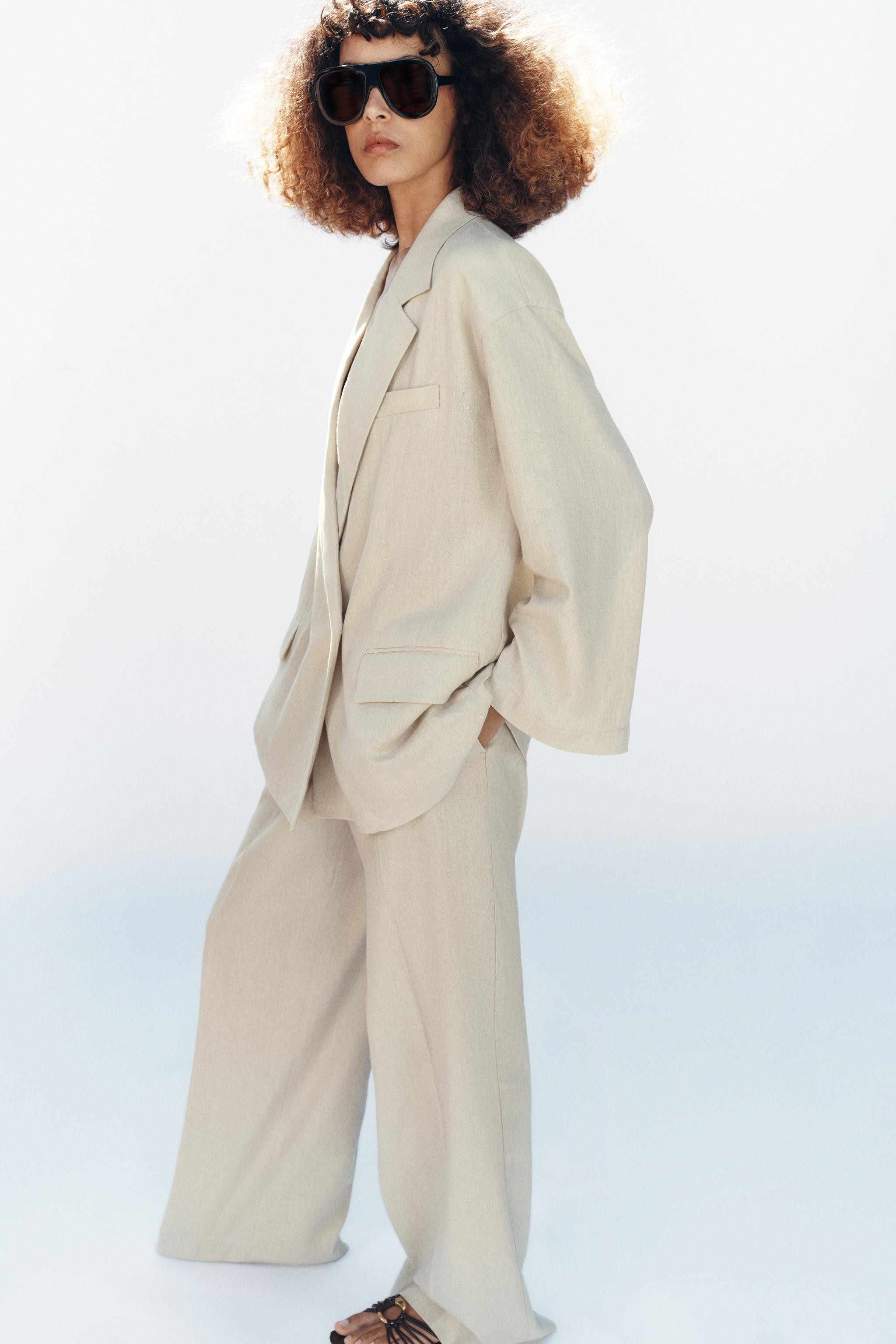 DOUBLE-BREASTED LINEN BLEND BLAZER | Zara UK