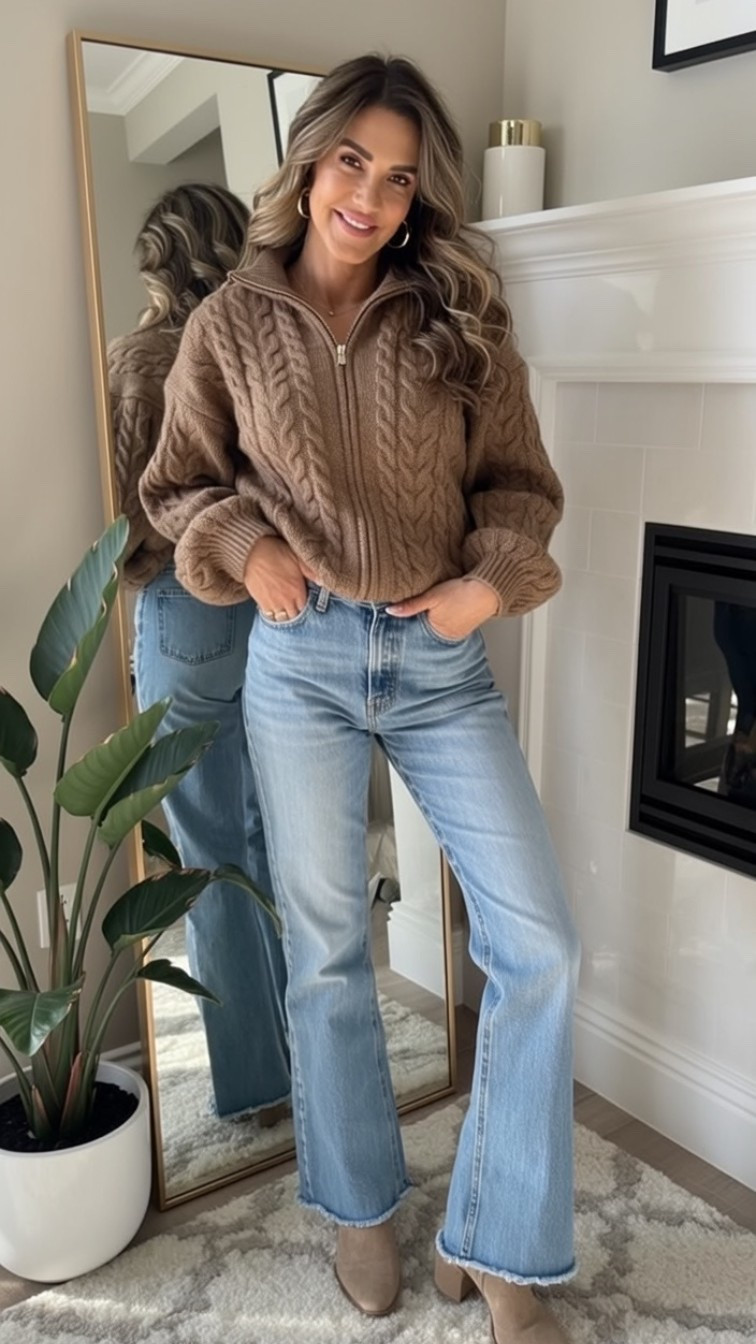 🤎 Cozy Cable Knit Season is HERE!

Obsessed with this cable knit half-zip paired with my favorite flare jeans and suede booties. It’s giving effortless fall/winter vibes and I’m living for it!

This look is perfect for weekend brunches, casual Fridays, or just feeling put-together while staying comfy. The cable knit adds texture, the flares balance everything beautifully, and those booties tie it all together.

I’ve been curating SO many similar cozy-chic outfits in my shop — chunky knits, perfectly worn-in denim, neutral tones, and all the layers. These pieces work for everything from coffee dates to holiday parties!

Shop this look + all my cozy favorites! 👇

#LTKstyletip #LTKfindsunder100 #LTKseasonal #LTKshoecrush #LTKover40 #LTKmidsize #LTKworkwear #LTKsalealert #LTKitbag #LTKholiday​​​​​​​​​​​​​​​​

#LTKdayinmylife