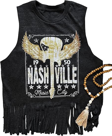 iliheyov Nashville Tank Top for Women Country Music Festival Graphic Print Sleeveless Nash Music ... | Amazon (US)