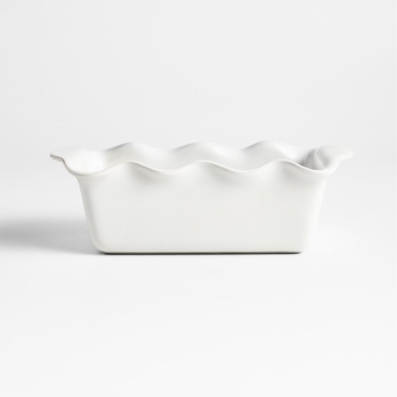 White Ruffled Ceramic Bread Loaf Pan + Reviews | Crate & Barrel | Crate & Barrel