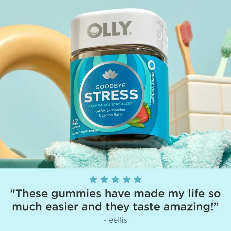 OLLY Goodbye Stress Gummy, GABA, L-Theanine, Lemon Balm, Berry, 42 Ct | Walmart (US)