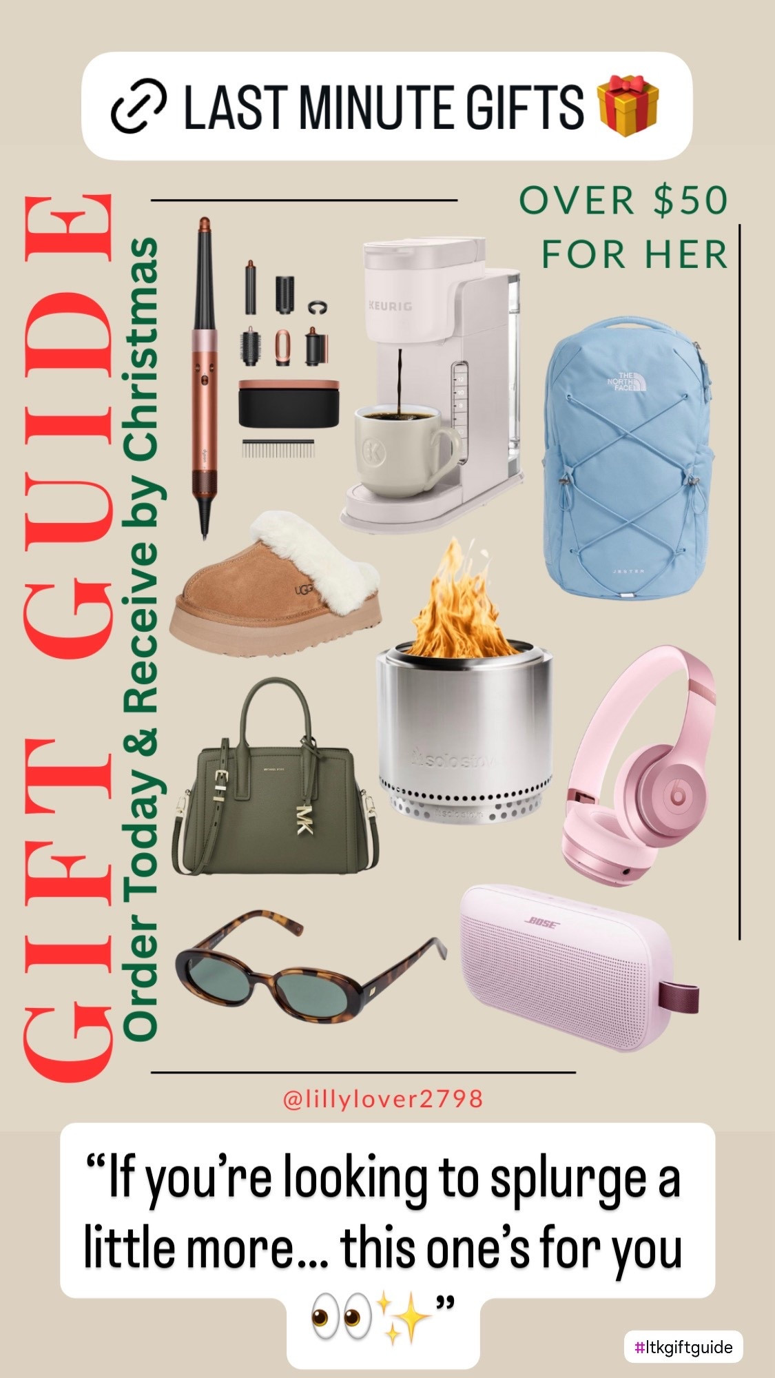 Over $50 Gift Ideas for Her 🎁✨
These are the wow gifts—cozy, chic, and totally worth the splurge. Perfect for moms, wives, sisters, or anyone who deserves something extra special this Christmas 💕 

over $50 gifts for her
christmas gifts for women
luxury gifts for her
holiday gift ideas for women
gift ideas for moms
splurge gifts for her
cozy winter gifts
fashion gifts for women
tech gifts for her
christmas gift guide women


#giftsforher
#christmasgiftideas
#holidaygiftguide
#luxurygifts
#splurgeworthy
#giftideasforwomen
#christmasshopping
#ltkholiday
#ltkgiftguide
#ltkwomen
#ltkfinds

#LTKmomlife #LTKTravel #LTKSaleAlert