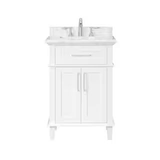 Home Decorators Collection Sonoma 24 in. W x 20 in. D x 34 in. H Bath Vanity in White with White ... | The Home Depot