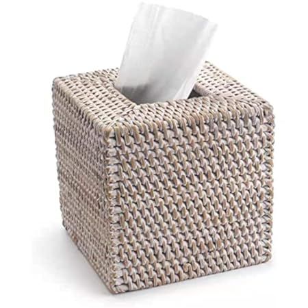 Woven Rattan Square Tissue Box Holder for Kitchen, Bathroom, Car | Decorative Wicker Refillable Faci | Amazon (US)