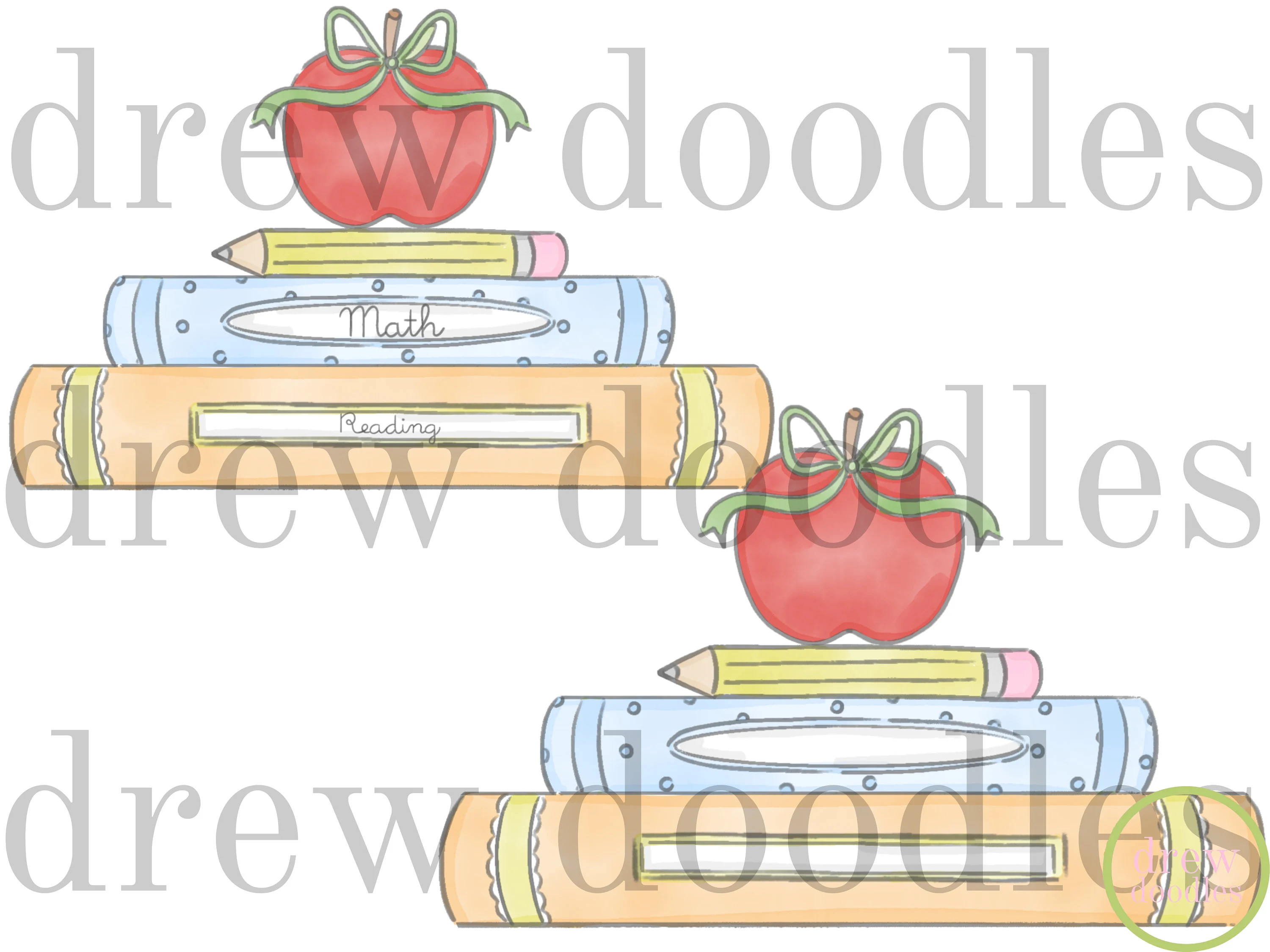 Watercolor Bright Teacher Girls School Books Digital Clip Art Set- Instant Download | Etsy (Global)