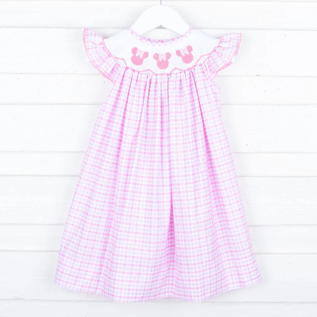 Mouse Ears Smocked Pink Plaid Dress | Classic Whimsy