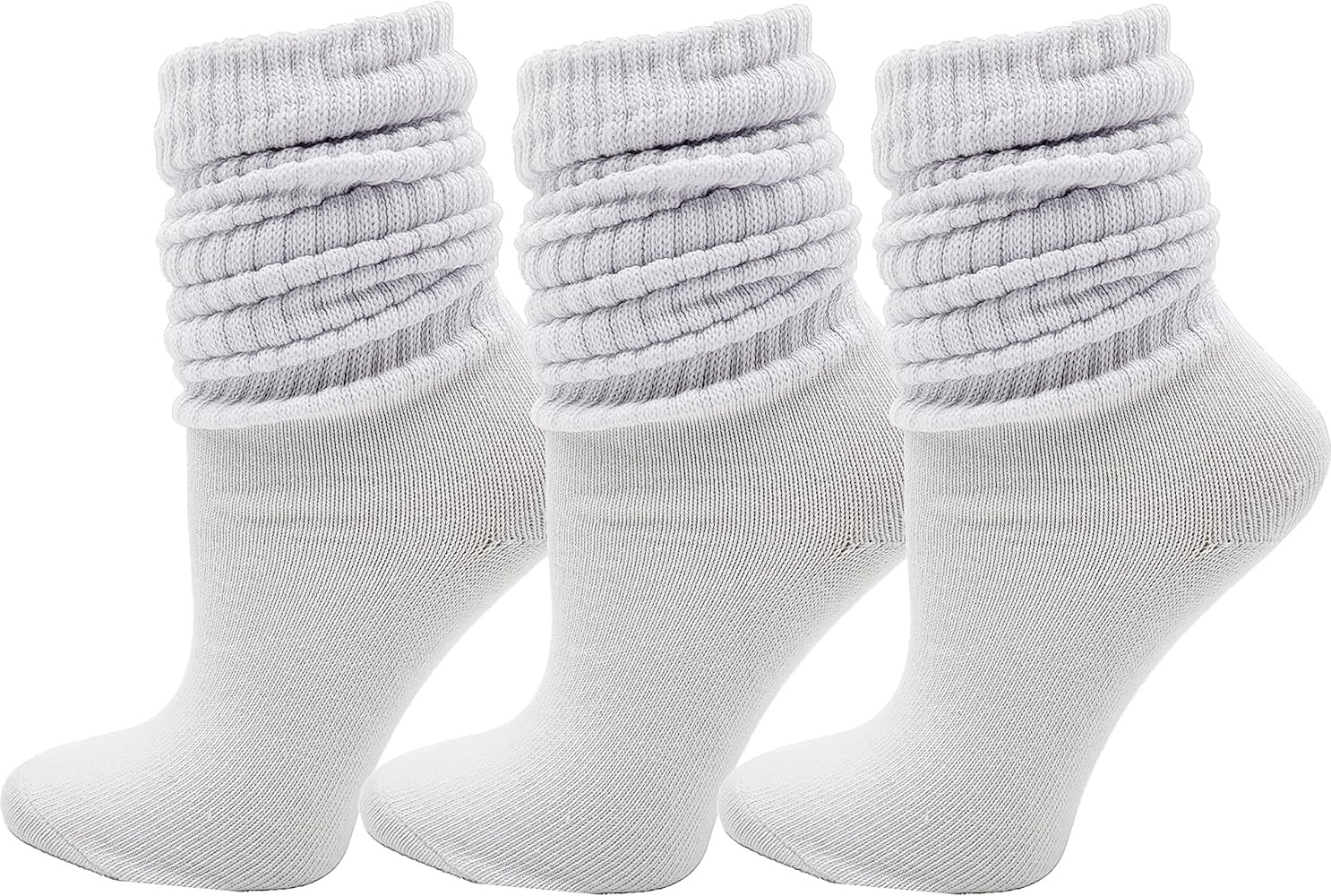 3 Pairs Slouch Socks for Women, Soft Extra Long Scrunch Knee High Sock, Bulk Pack | Amazon (US)
