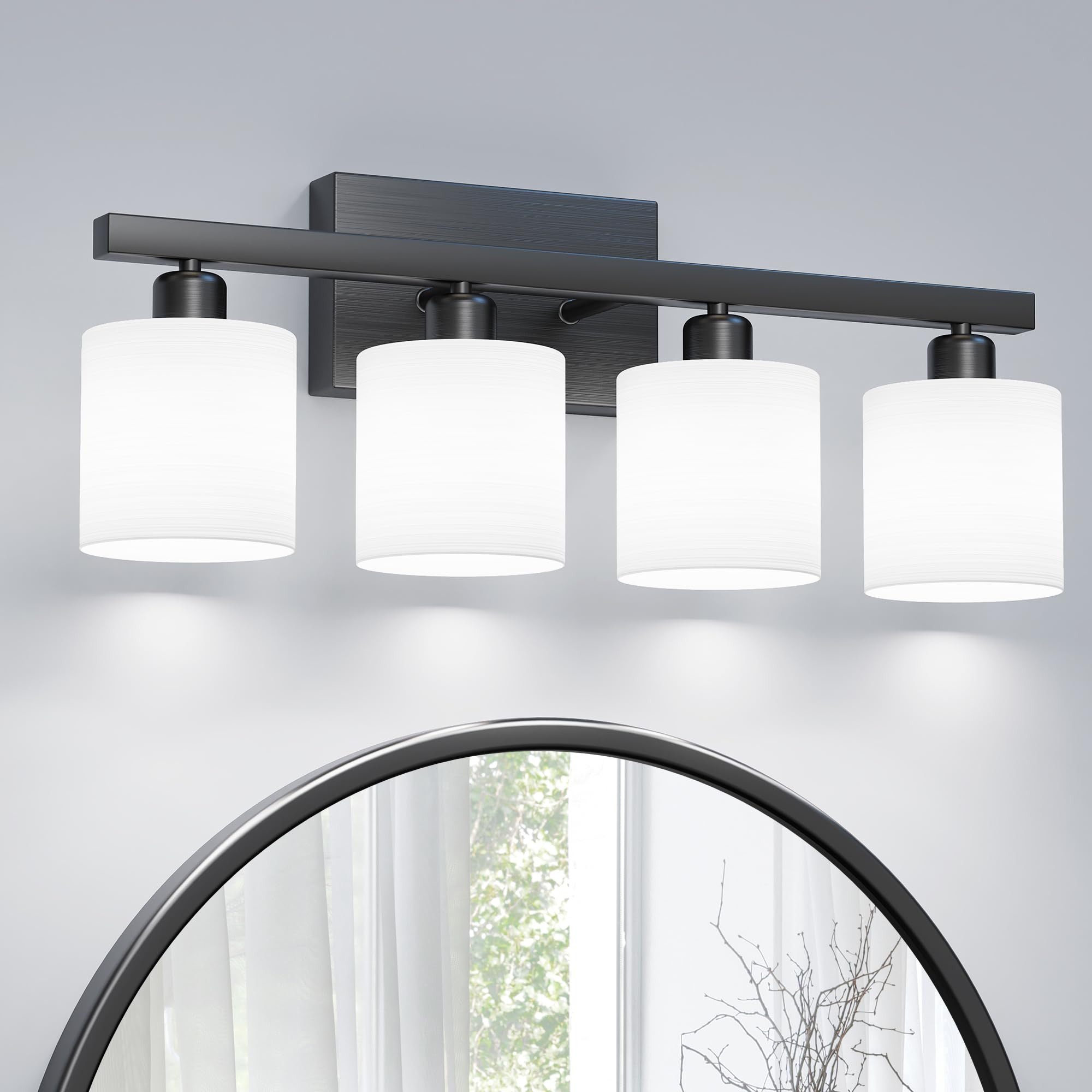 PARTPHONER Luces de tocador clásicas, lámpara de tocador de baño moderna con pantalla de vidri... | Amazon (US)