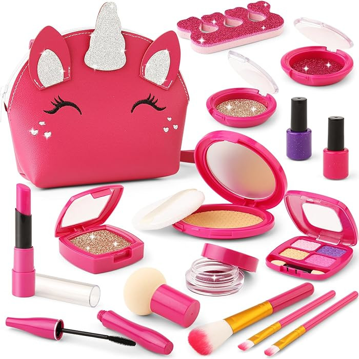 Toddler Pretend Makeup Kit for Girls, Play Makeup Set for Kids 3-5 4-6, Fake Make up Toy with Uni... | Amazon (US)