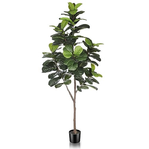 LYERSE Artificial Fiddle Leaf Fig Tree - 6.5ft Faux Ficus Lyrata Plant with 108 Fiddle Leaves Fake Fig Silk Tree in Pot Artificial Tree for Indoor Outdoor Home Office Perfect Housewarming | Amazon (US)