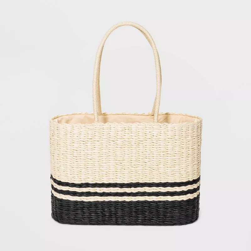 Striped Straw Tote Handbag - A New Day™ Natural | Target