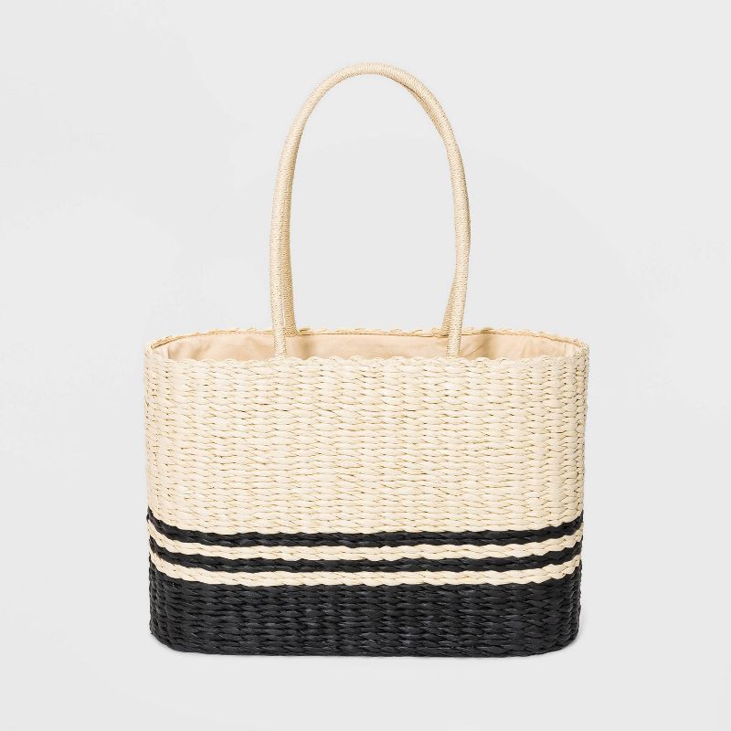 Striped Straw Tote Handbag - A New Day&#8482; Natural | Target