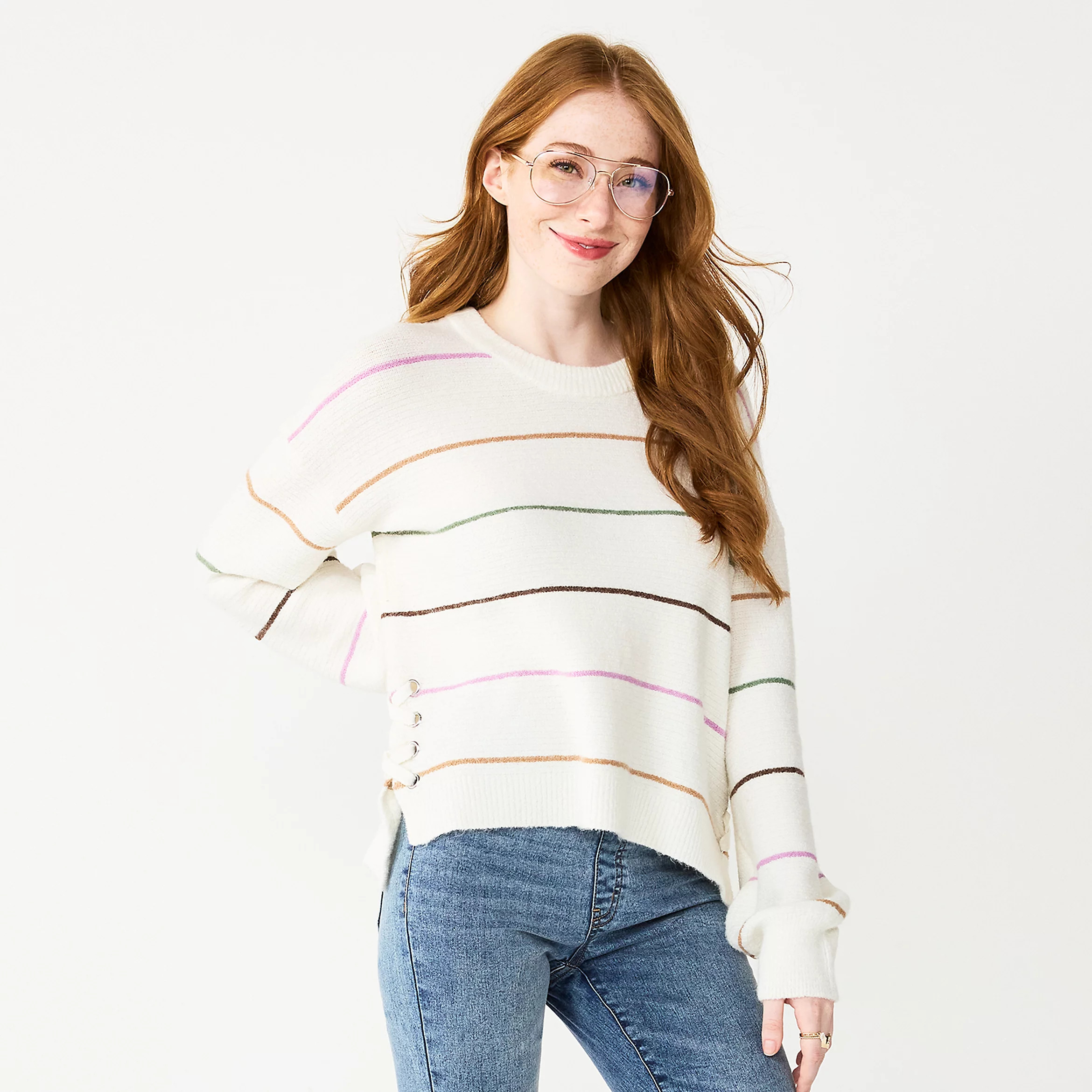 Juniors' SO® Side Lace-Up Sweater | Kohls | Kohl's
