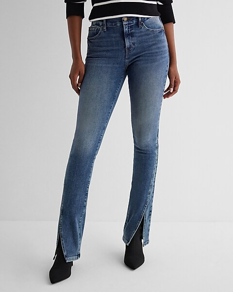 Mid Rise Medium Wash Twist Seam Flexx Skyscraper Jeans | Express