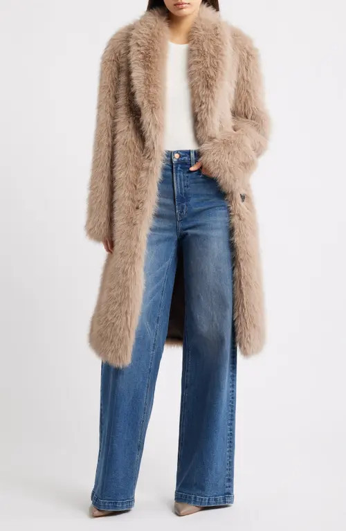 Thread & Supply Long Faux Fur Coat in Brown at Nordstrom, Size Small | Nordstrom