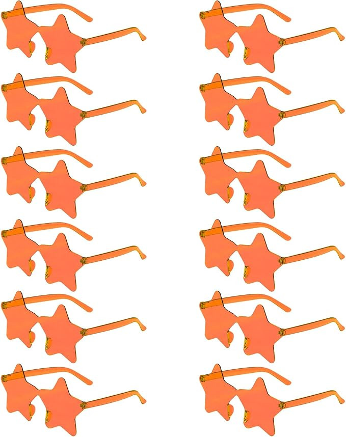 REHALY 12 Pairs Rimless Star Shape Sunglasses Candy Transparent Sunglasses Pentagram Glasses for ... | Amazon (US)