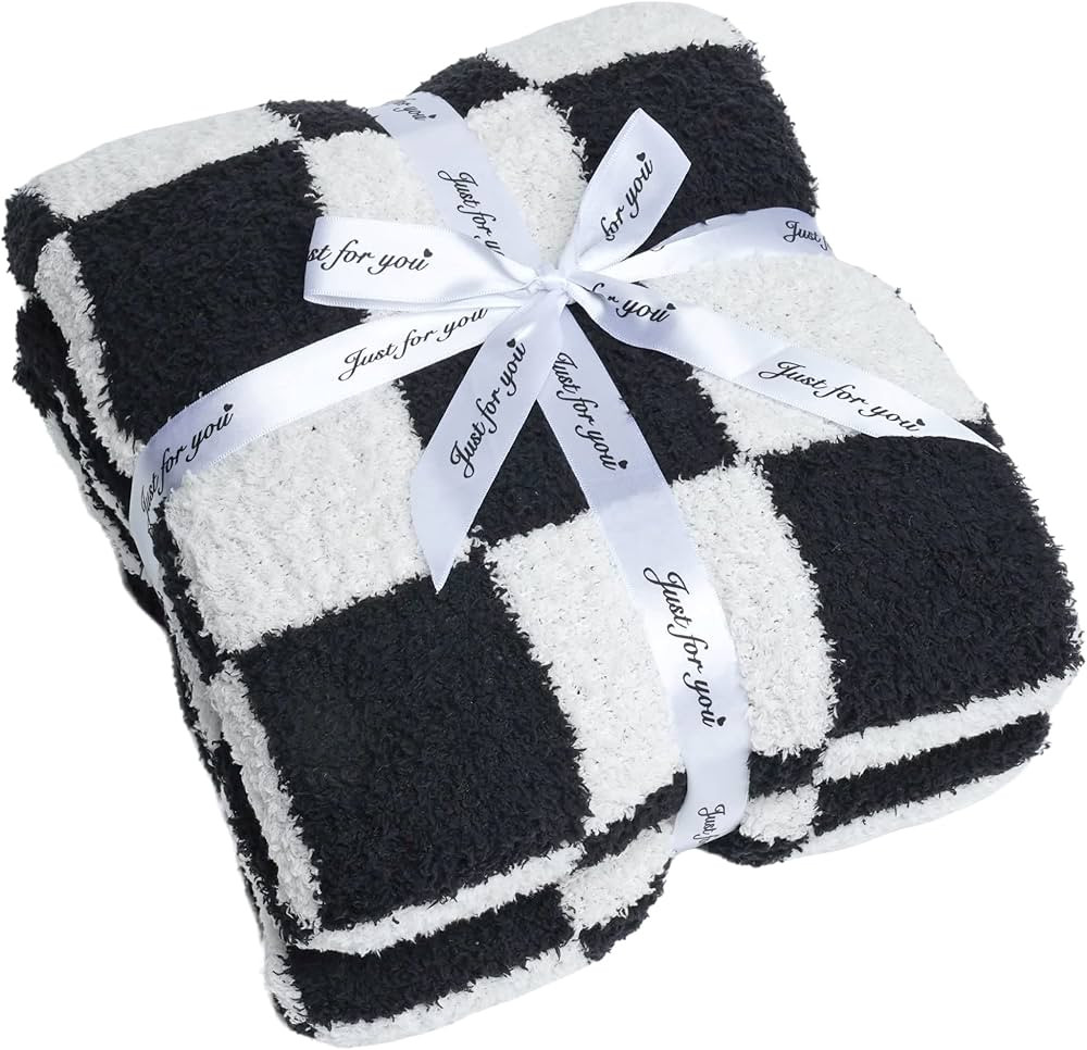 Fuzzy Blanket Black Checkered Blanket Decorative Plaid Blanket - Super Soft Warm Cozy Microfiber ... | Amazon (US)