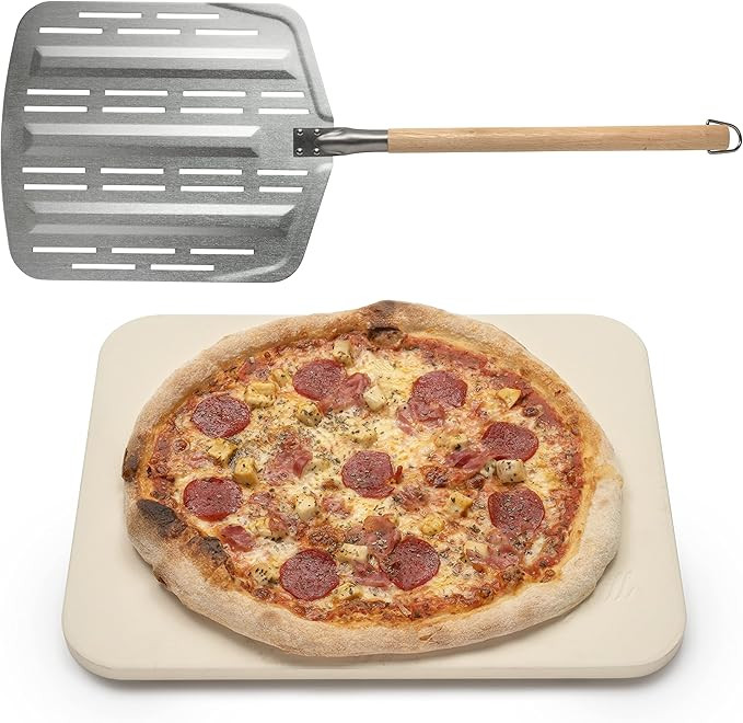 Hans Grill Pizza Stone PRO XL Baking Stone For Pizzas use in Oven, Grill or BBQ FREE Long Handled... | Amazon (US)