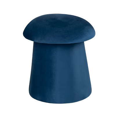 Crestview Collection Navy Upholstered Mushroom Ottoman with Storage | Target