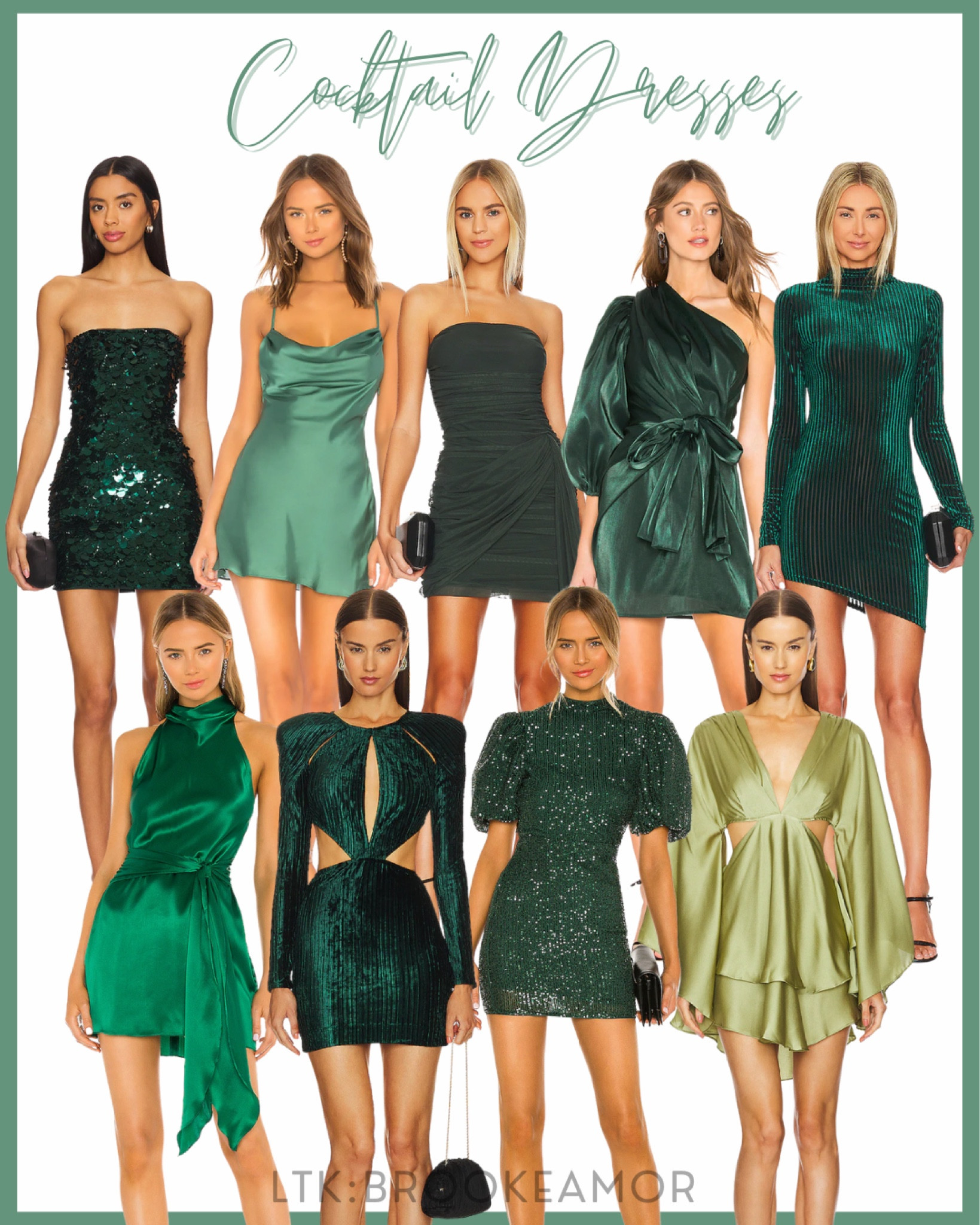 Green cocktail dress/ semi-formal dress inspo! Perfect for date parties and events💚

#LTKU #LTKStyleTip