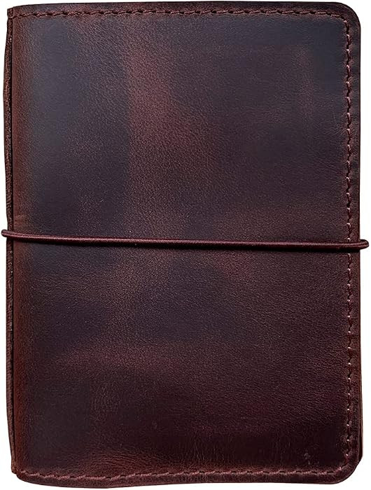 Travelers Notebook Cover with Inner Pockets, Card Slots and Pen Holder, Passport Size, Dark Brown | Amazon (US)