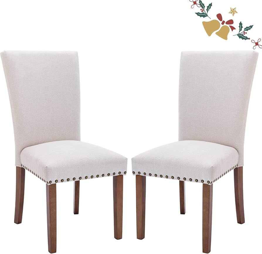 Parsons Dining Chairs Set of 2, Upholstered Nailhead Dining Room Kitchen Side Chair with Thick Cu... | Amazon (US)