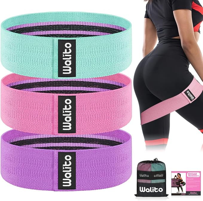 WALITO Resistance Bands for Legs and Butt, Fabric Exercise Loop Bands Yoga, Pilates, Rehab, Fitne... | Amazon (US)