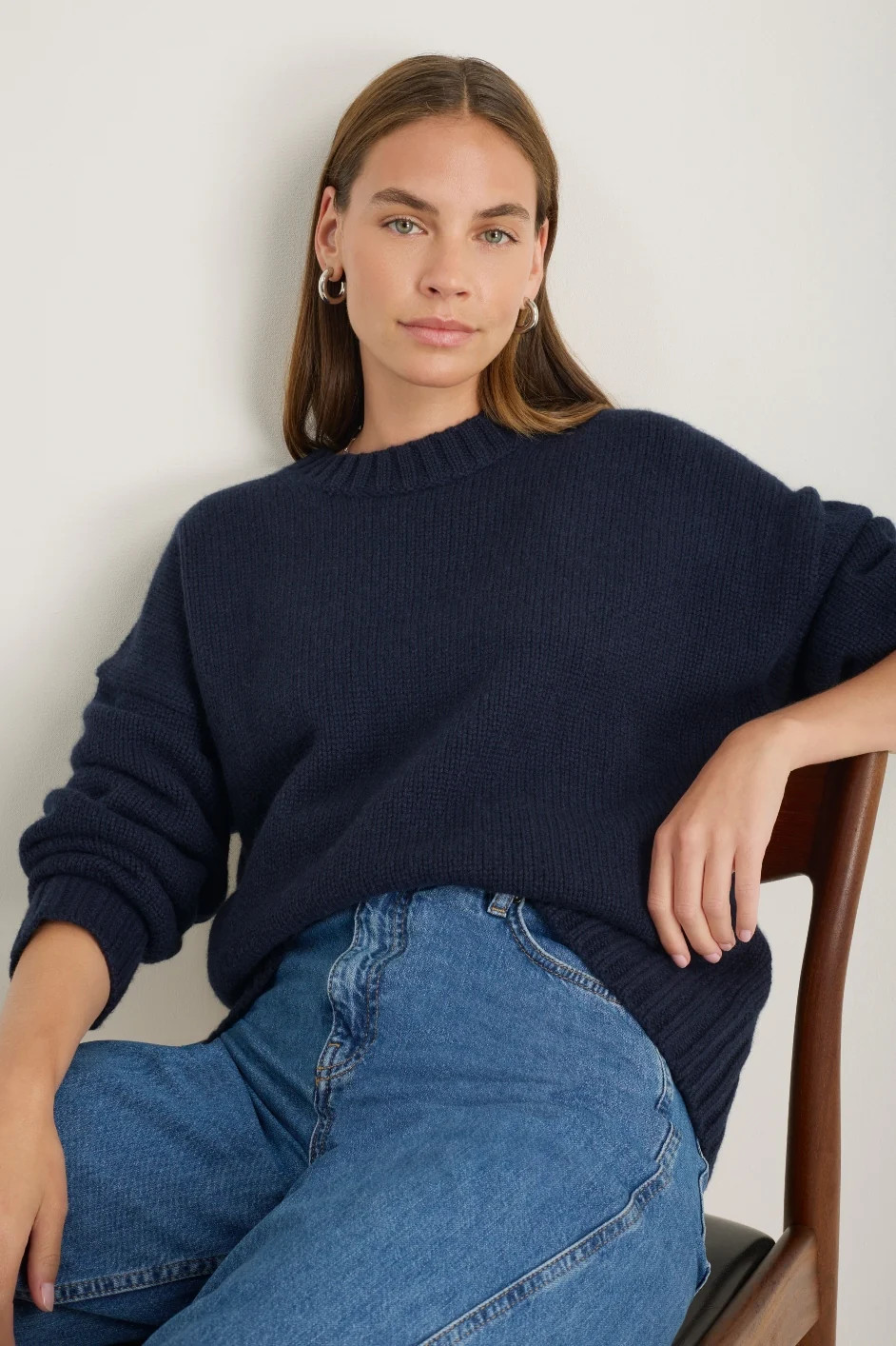 Liana Chunky Crew Neck Jumper - Midnight | WYSE London