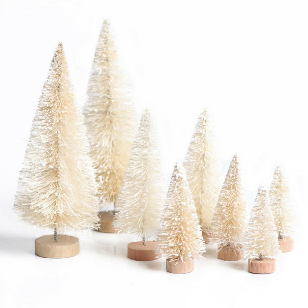 Visland 8PCS Artificial Mini Christmas Trees, Sisal Trees with Wood Base Bottle Brush Trees for C... | Walmart (US)