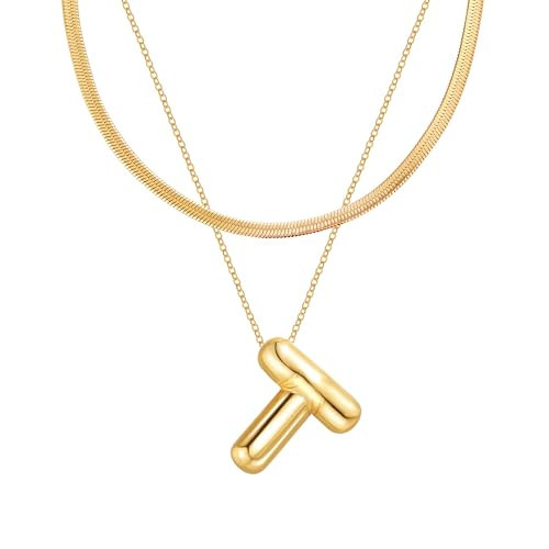 HBFashion Bubble Letter Necklace Balloon Initial Necklaces for Women Dainty Alphabet Pendant 18K Gold Plated Puffy Name Personalized Jewelry | Amazon (US)