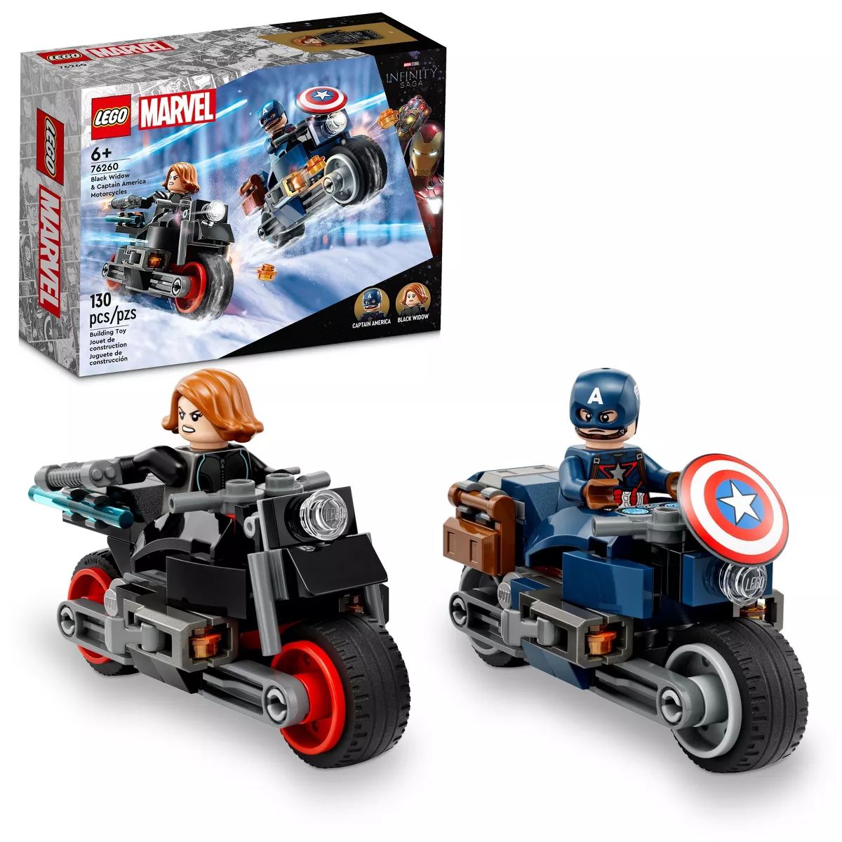 LEGO Marvel Black Widow & Captain America Motorcycles Playset 76260 | Target