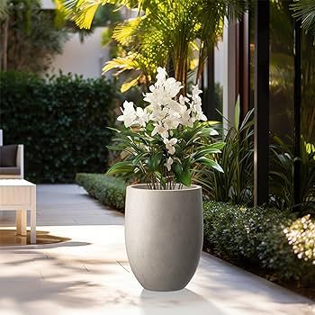 Kante 21.7" H Weathered Concrete Tall Planter, Large Outdoor Indoor Decorative Pot with Drainage ... | Amazon (US)