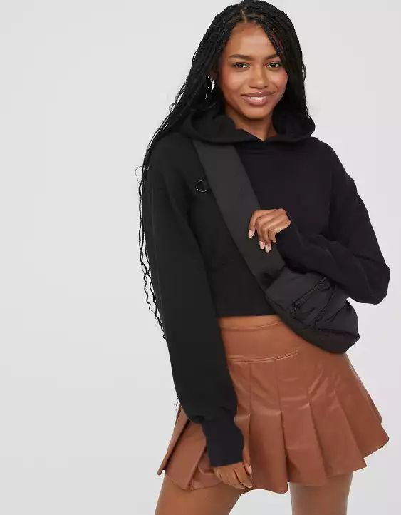 OFFLINE By Aerie Throw-Back Cropped Hoodie | American Eagle Outfitters (US & CA)