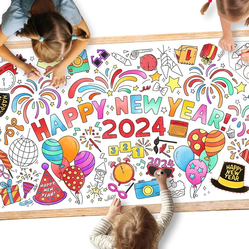 Giant Coloring Poster for Classroom Wall - Versatile 30 x 72 Inches Happy New Year Activity Poste... | Amazon (US)