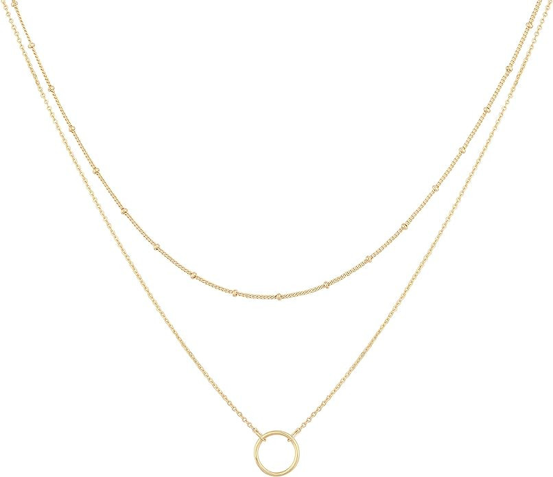 MEVECCO Layered Heart Necklace Pendant Handmade 18k Gold Plated Dainty Gold Choker Arrow Bar Laye... | Amazon (US)