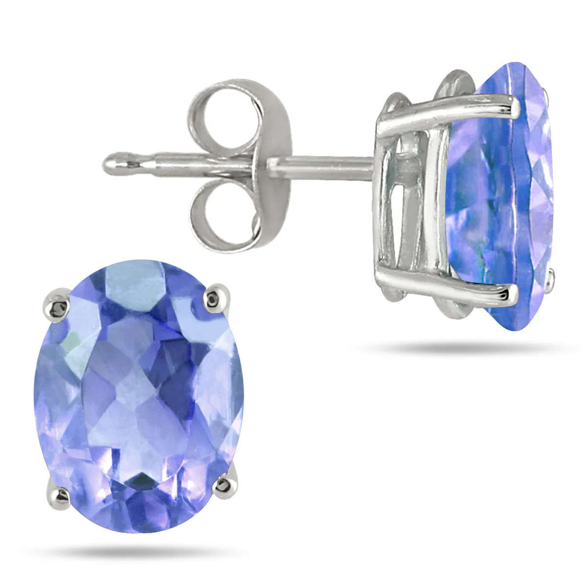 6X4Mm All Natural Oval Tanzanite Stud Earrings In .925 Sterling Silver | Shop Simon