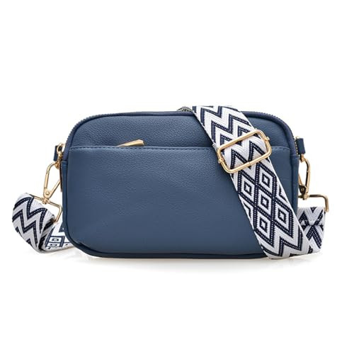 Small Crossbody Bags for Women Vegan Leather Purses Shoulder Handbags with Adjustable Strap (Blue) | Amazon (US)
