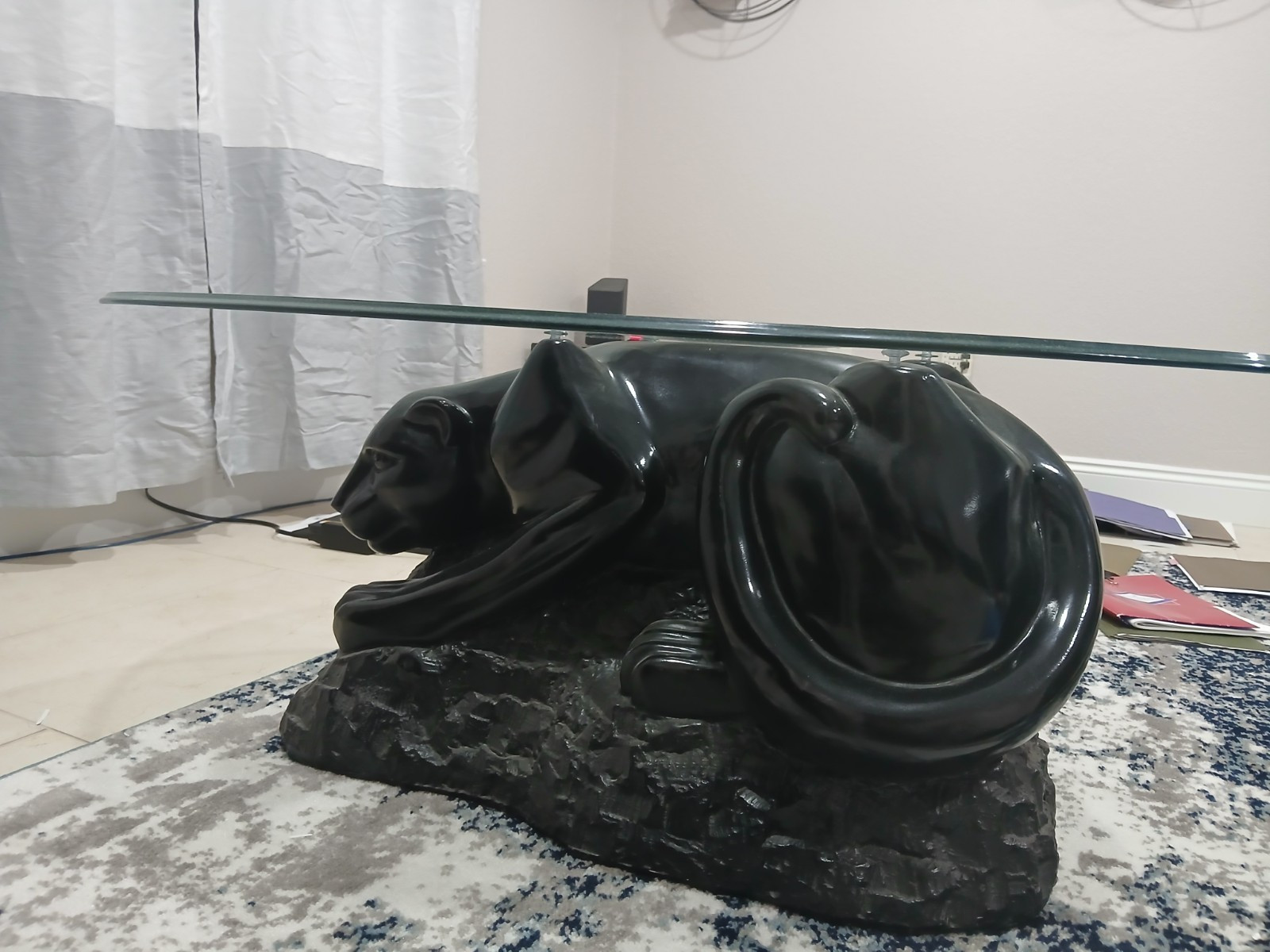 Vintage 1970’s Black Panther Coffee Table Glass Top Mid Century Modern | eBay US
