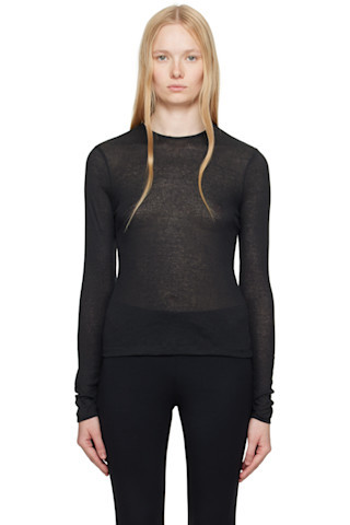 Black Sheer Cotton Long Sleeve T-shirt | SSENSE