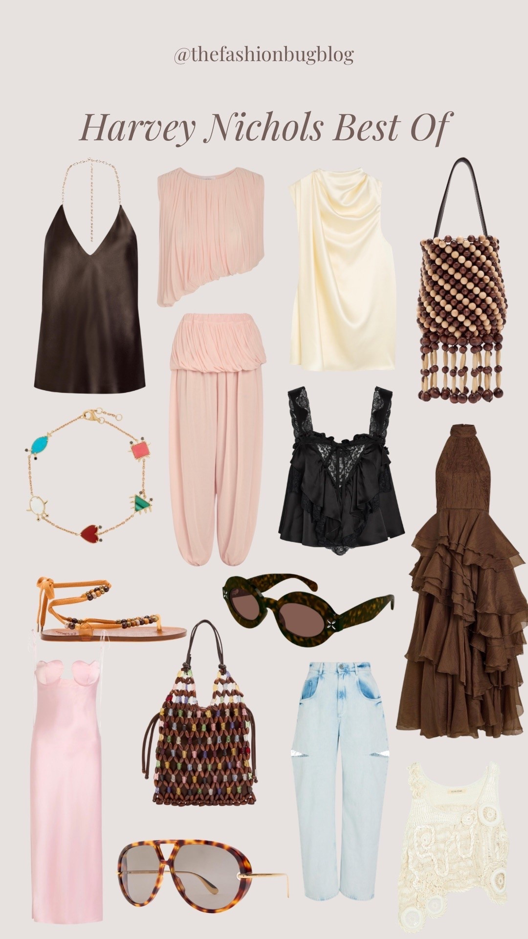 Ad Harvey Nichols best of occasion dressing pink brown beaded bag sandals

#LTKeurope #LTKsummer #LTKtravel