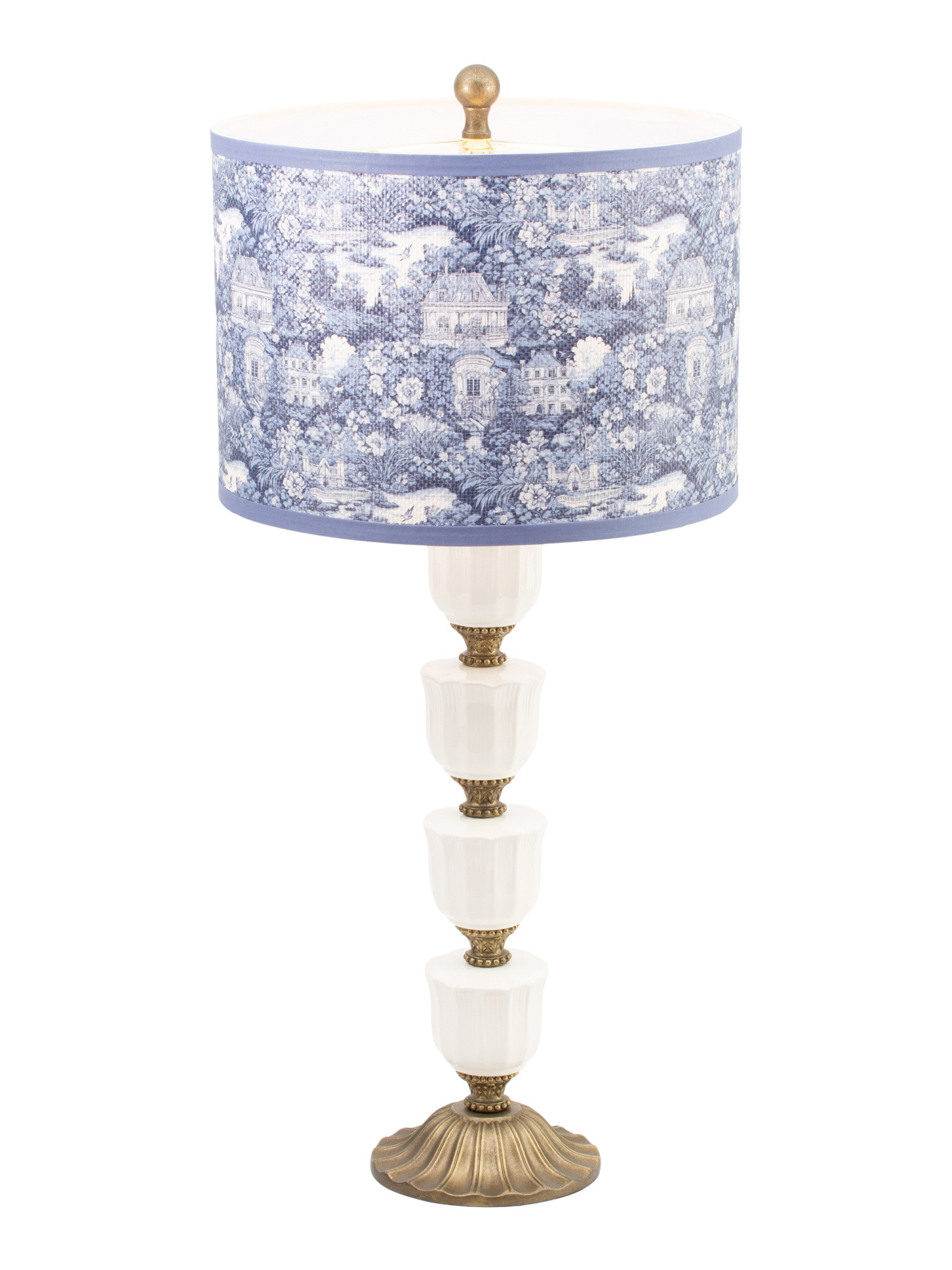 29in Glass And Metal Table Lamp With Printed Woven Shade | Furniture & Lighting | Marshalls | Marshalls