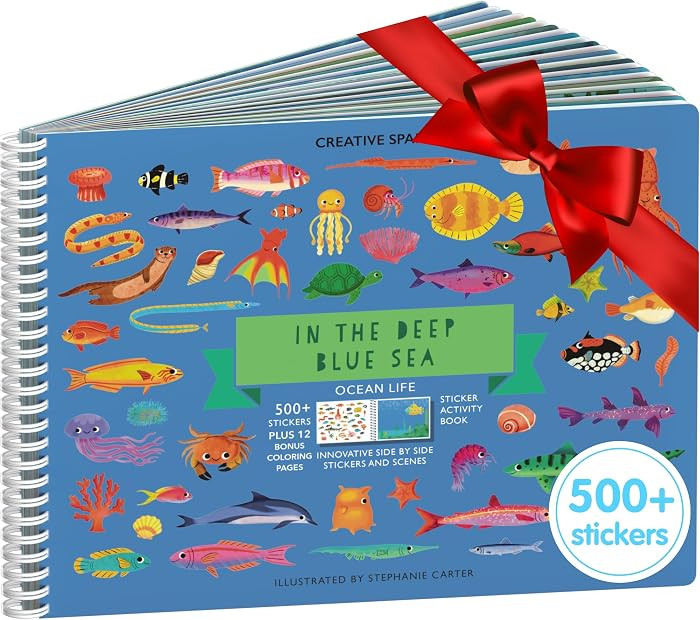 Cupkin Ocean Sticker Book Activity for Kids, Toddler Airplane Travel Essentials, 500+ Shark Stick... | Amazon (US)